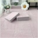 12 Plush Interlocking Foam Floor Mats, 30x30cm Square, Fluffy Puzzle Carpet Tiles With Edgings, Soft Fuzzy Foam Rugs For Room​(Pink)