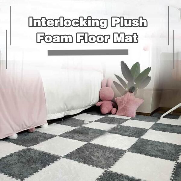 20 - Piece 12in (30cm) Square, 1in (2.54cm) Thick Plush Interlocking Foam Mats - Soft Puzzle Area Rugs for Home & Gym​(Light Green+Purple) - Image 2