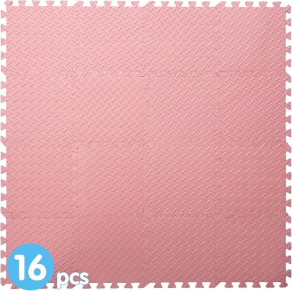 Solid Colored Foam Play Mat, 12"*12" Each Mat丨Non-Toxic Soft Baby Play Mat, 0.4" Thickened Square Interlocking Floor Mats - Toddler Playmat for Playing, Exercise(Loli Pink/16 Tiles)