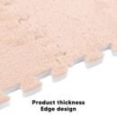 Plush Jointable Floor Mats, 10Pcs Soft Thick Split Joint Interlocking Plush Rug for Room Floor (Light Tan)
