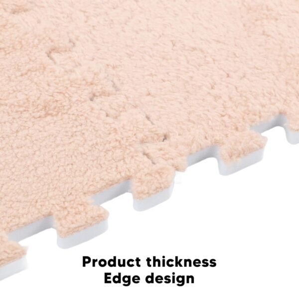 Plush Jointable Floor Mats, 10Pcs Soft Thick Split Joint Interlocking Plush Rug for Room Floor (Light Tan) - Image 2