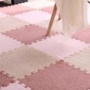 15 PCS Foam Floor Tiles Plush Foam Floor Mat EVA Foam Square Interlocking Carpet Tiles with Border Soft Fluffy Tiles Anti Slip Jigsaws Flooring Playmats Protective Flooring （12x12x0.4inch）