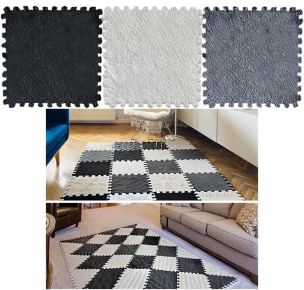 75 Pcs Puzzle Foam Floor Mat Rug Tiles - Interlocking Squares with Padding - Plush Carpet Remnants Cover