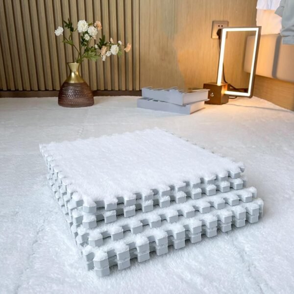 20 Pcs Plush Exercise Carpet Tiles,Interlocking Puzzle Foam Floor Mat,Jigsaw Floor Play Mats,Area Rugs,11.8x11.8 Inch(Size:0.23 inch,Color:White)