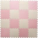 Foam Play Mat for Baby, 0.4 Inch Thick Foam Interlocking Floor Mats, Soft Non-Toxic Baby Playmat, Solid Colored Puzzle Play Mat Kids Floor Mats, 16 Tiles, Beige/Loli Pink