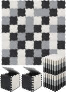 Foam Floor Baby Tiles Foam Floor Mats Play Mats Bulk with Borders Interlocking for Kids Baby Playroom Nursery Gym (Black, White and Gray,64ft)